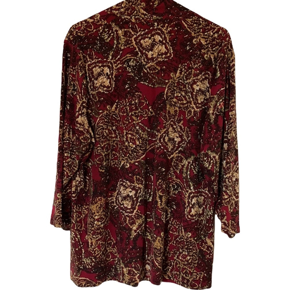 Jones of New York Burgundy V-Neck Blouse Size 1X - Picture 3 of 11